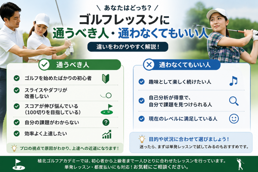 ゴルフレッスンに通うべき人・通わなくてもいい人の違い
